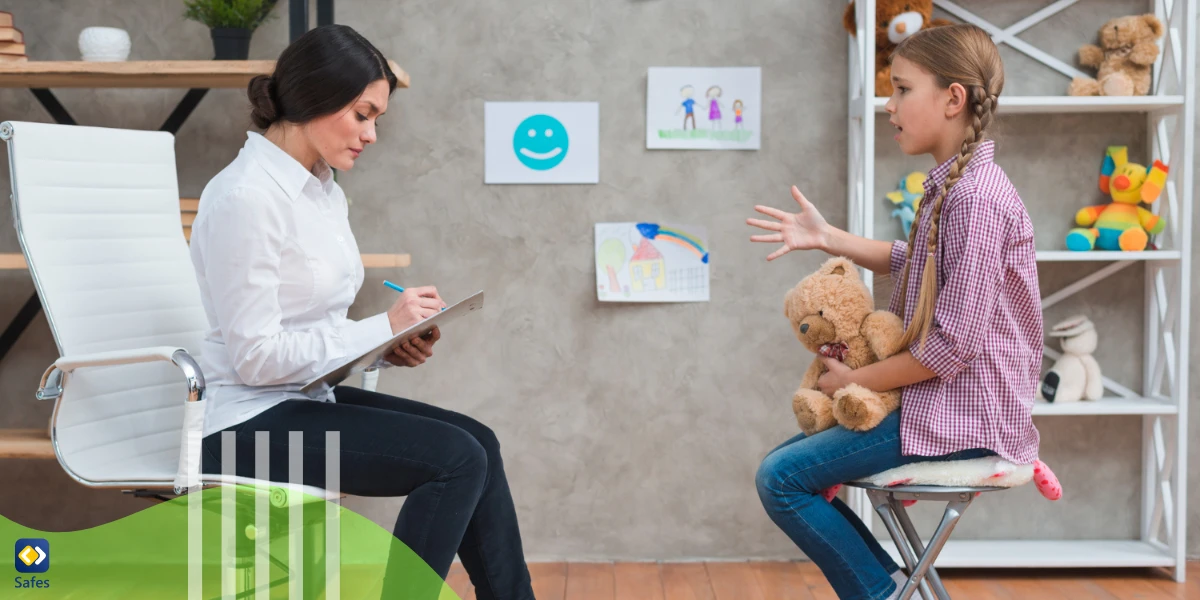 Girl at cognitive-behavioral therapy session