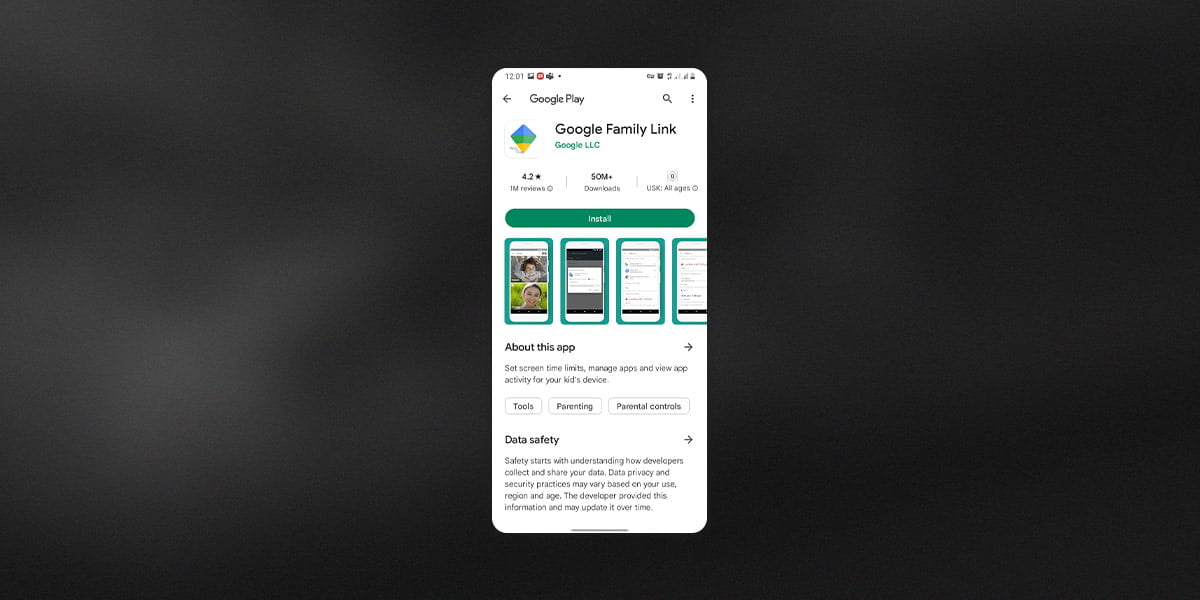 Screenshot of Google Family Link app in Google Play