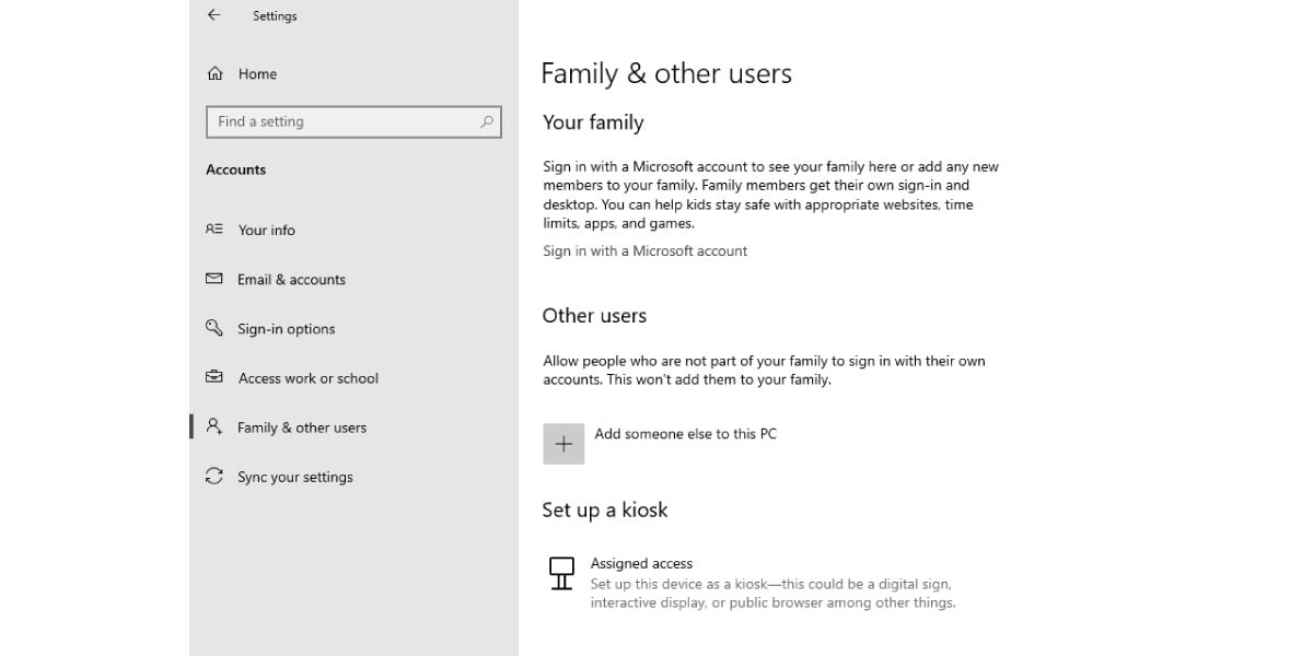 Windows 10 parental control settings on Dell laptop