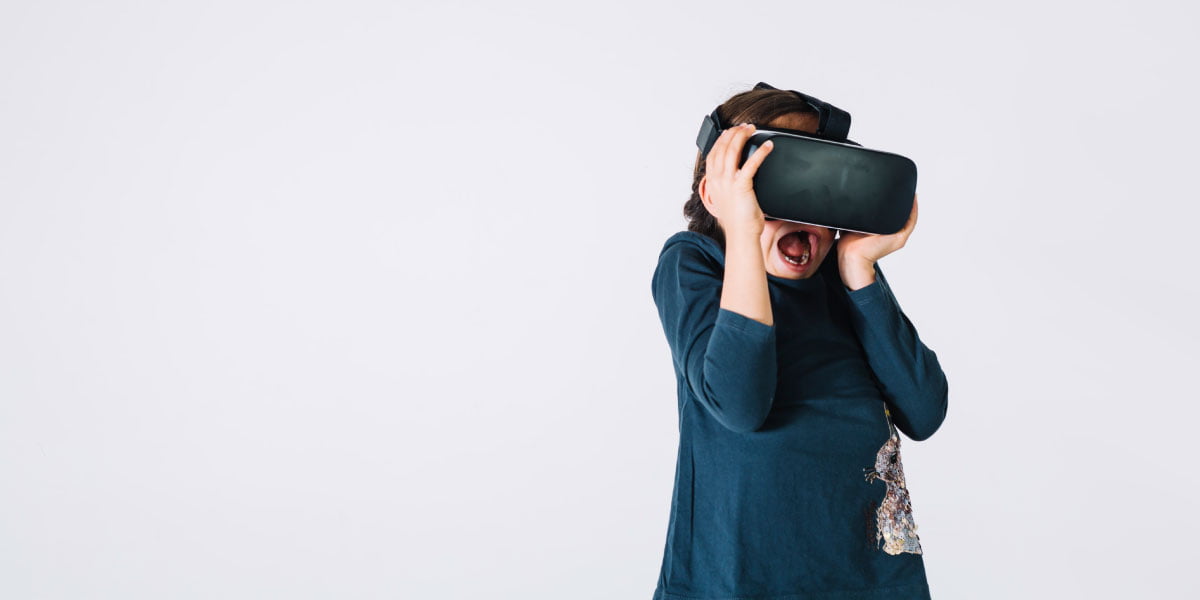 Screaming child using a VR headset