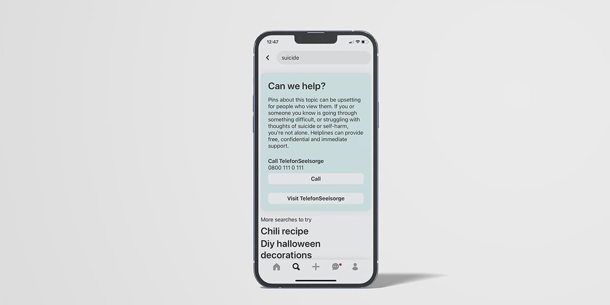 pinterest search with "suicide" query