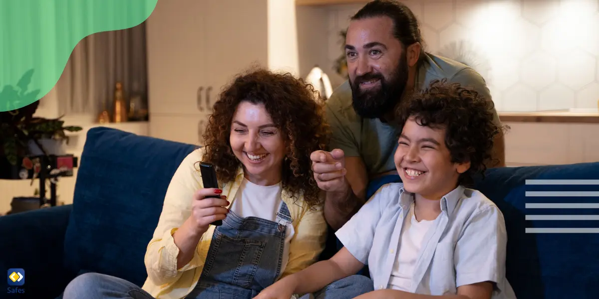 child watching movies with parents safely because they have parental controls of Hulu