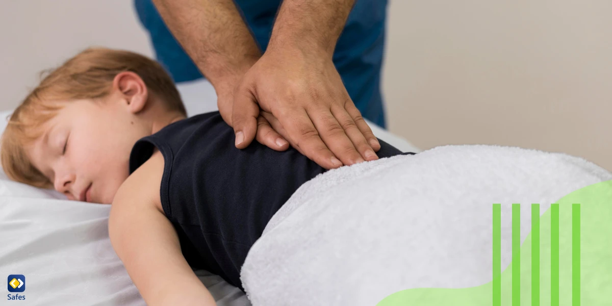 Kid receiving professional treatment for his slouching