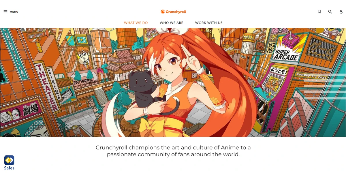 Screenshot of the “about” page of Crunchyroll website