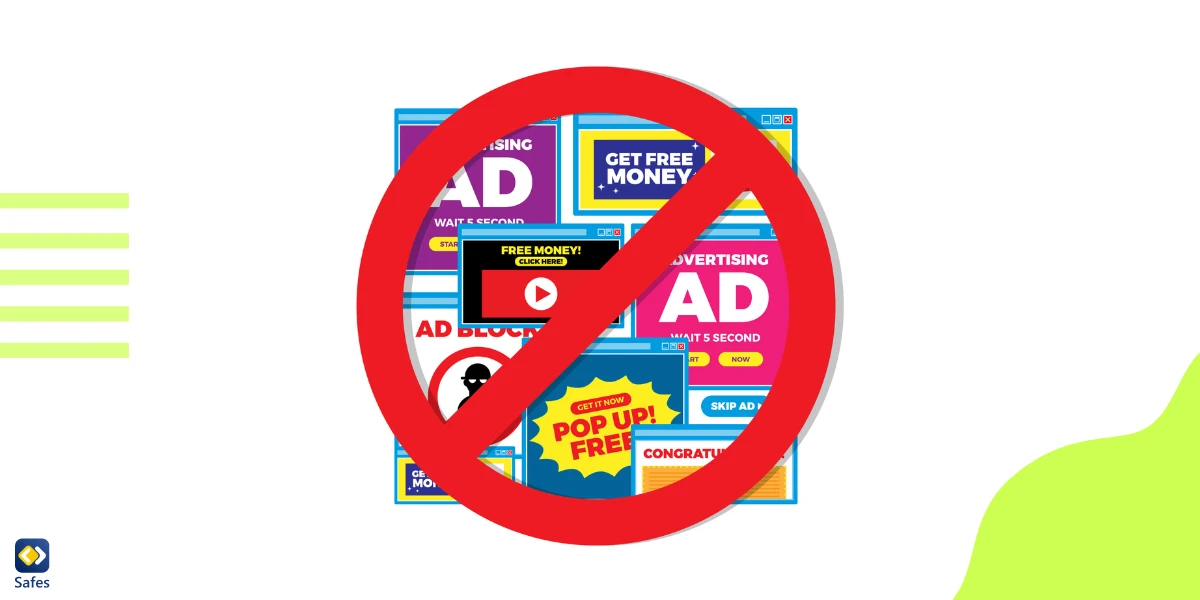 A ban sign on a bunch of internet ads