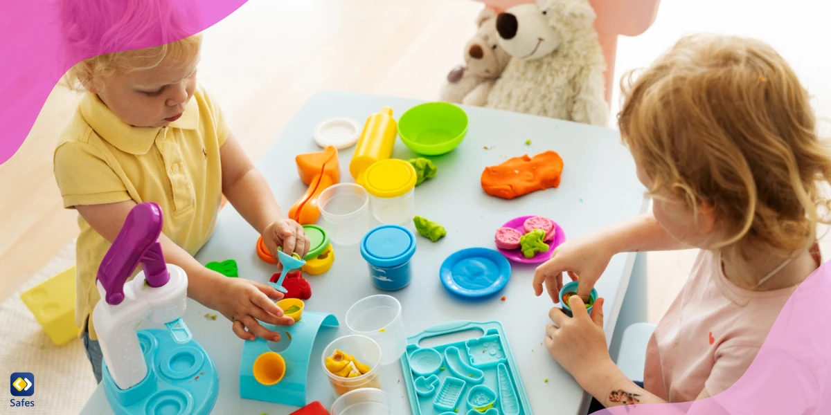 Kindergarteners playing sensory play at home