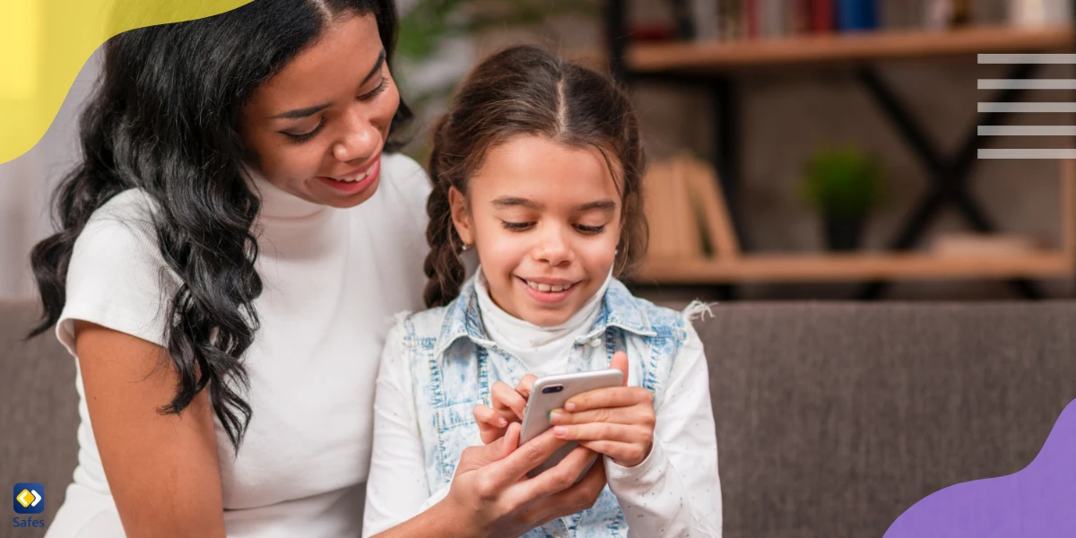 Mother monitoring her daughter’s phone usage