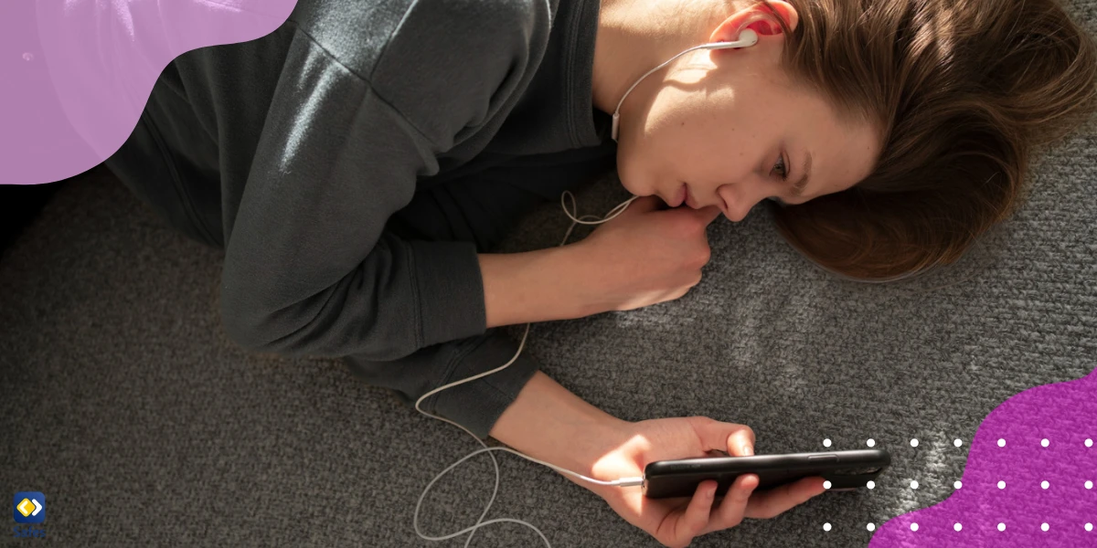 Teenager obsessed with using her phone and checking social media