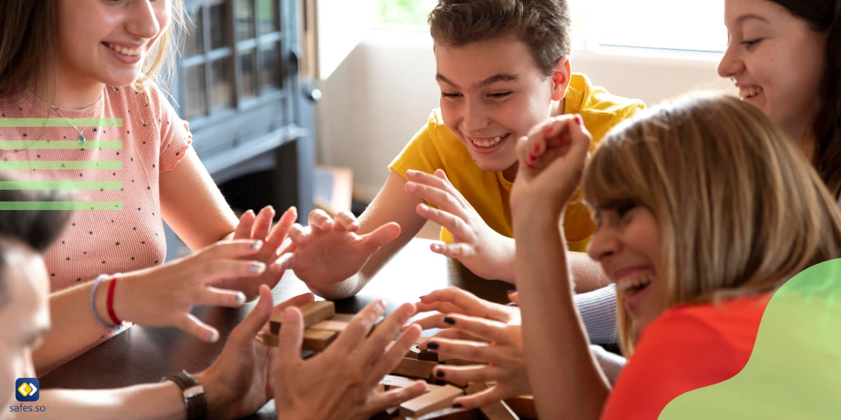 Teenagers playing a group game