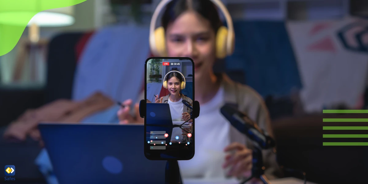 Child live streaming with their phone