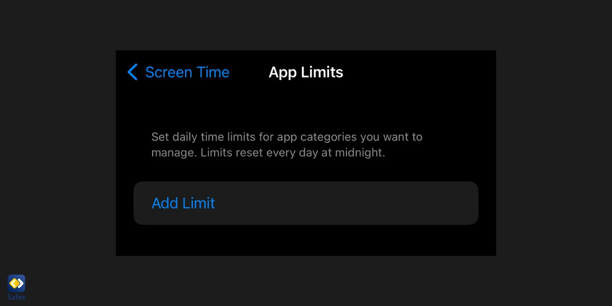 Screenshot of App Limits page