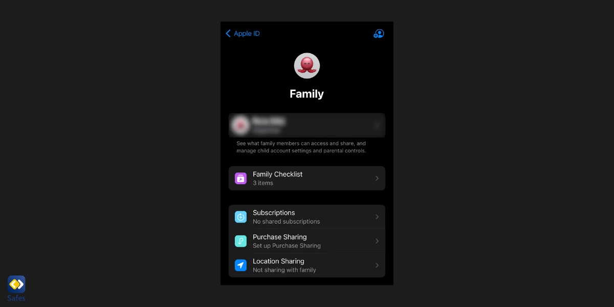 iOS Family Sharing page