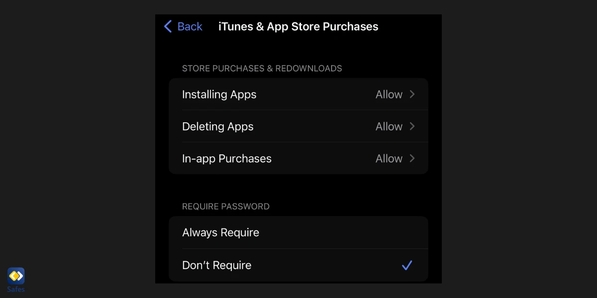 Screenshot of iTunes & App Store Purchases page