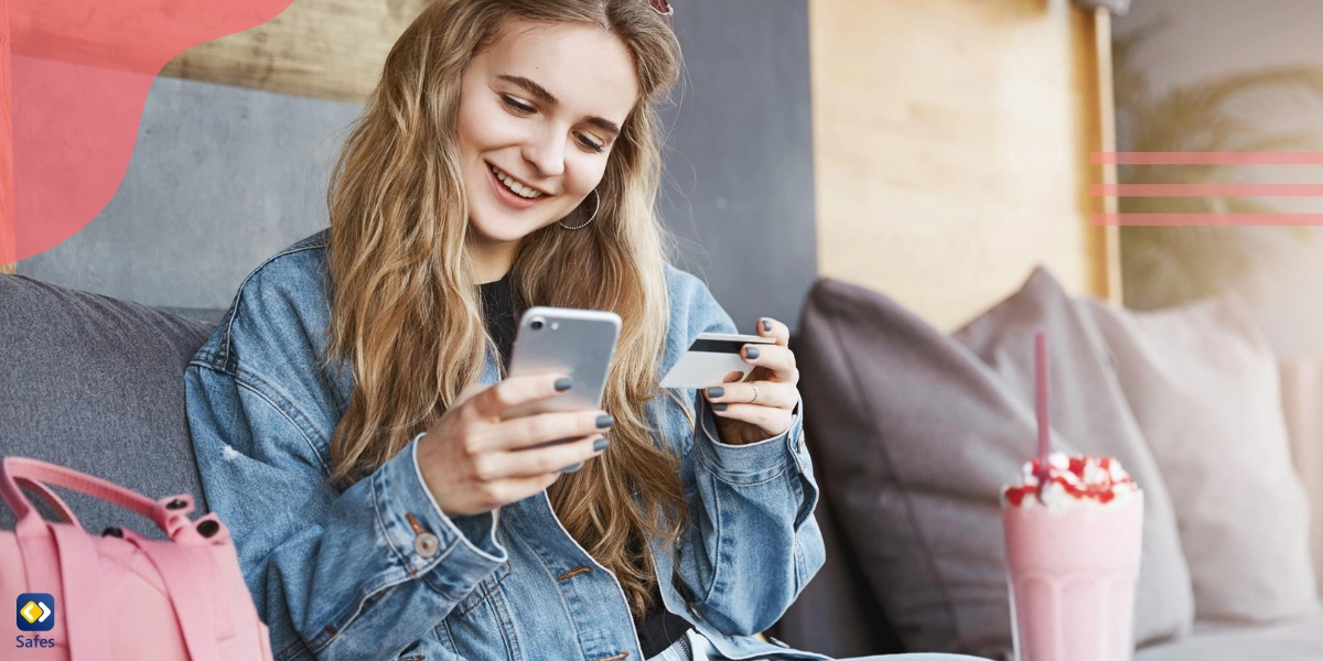 Teen girl submitting credit card info online