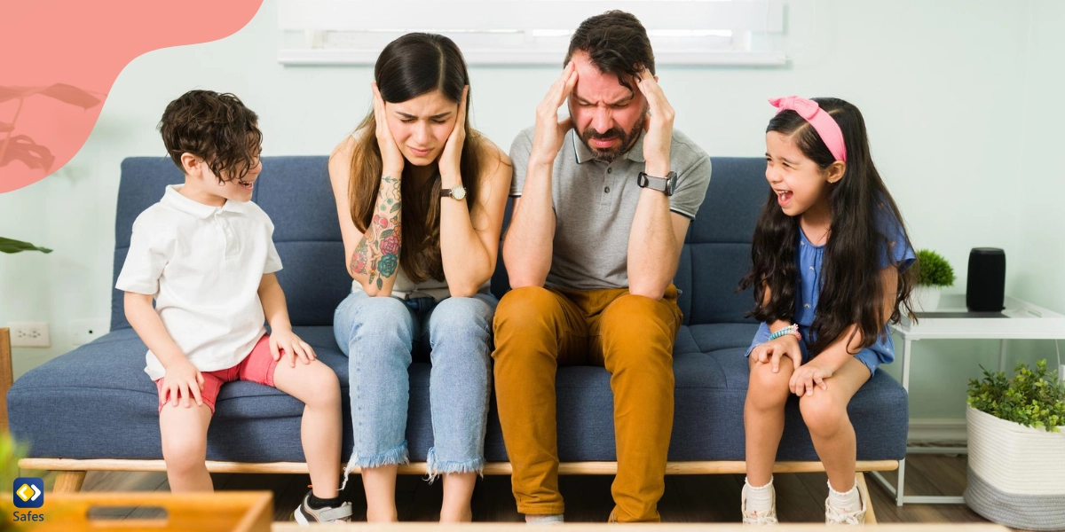 Angry parents are covering their ears because of their children’s acting.