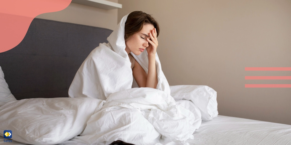 Woman waking up because of the cycle of morning anxiety