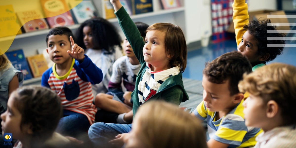 Children learning essential skills in class