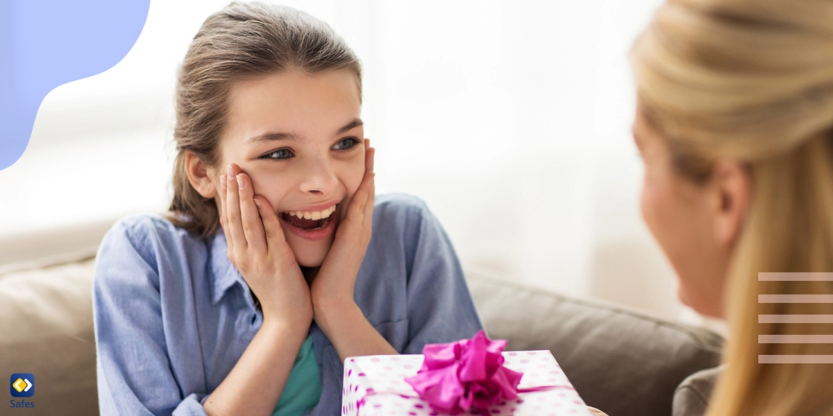 Mother surprising her teenage daughter with a gift