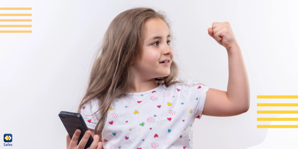 Empowered child holding a phone