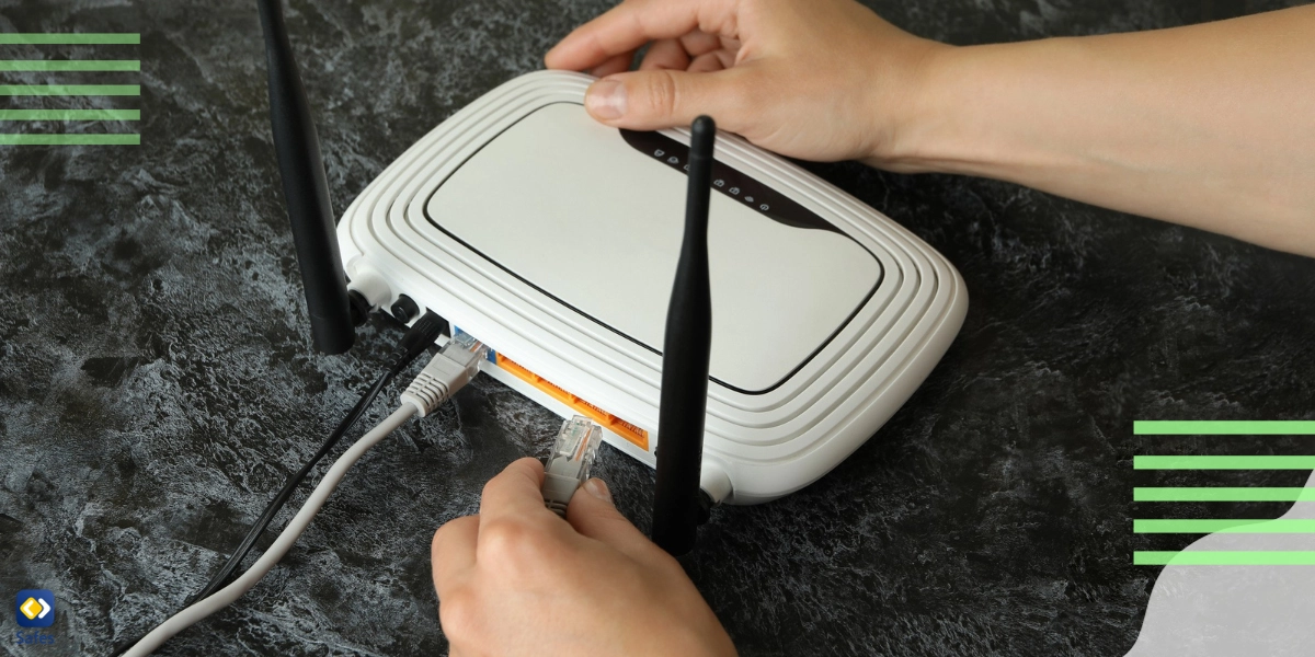 Parent setting up a router