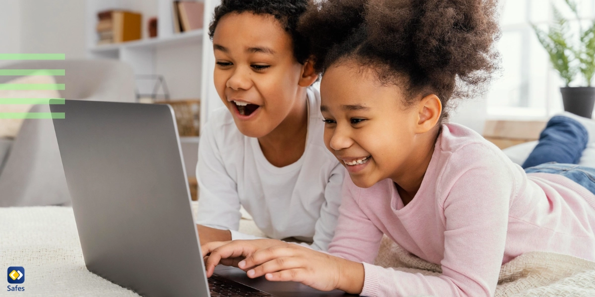 Children using computer for social media websites