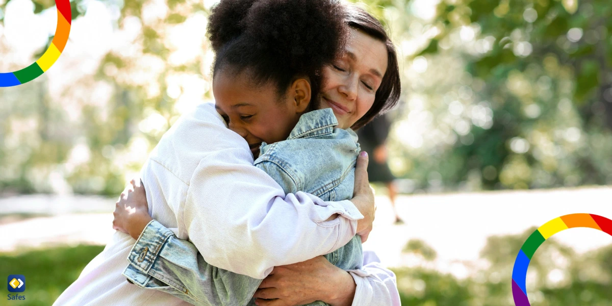 A mother embracing her child to show unconditional love.