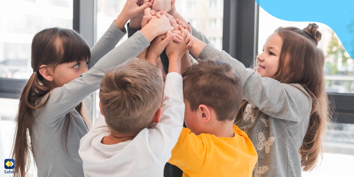 Children laughing united as a team