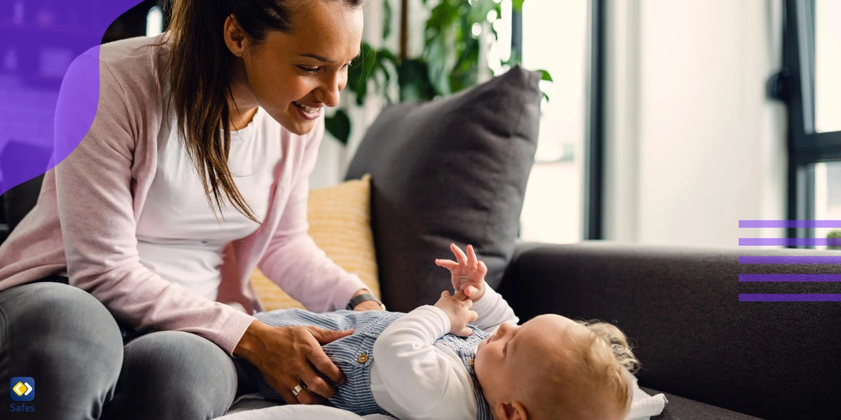 Mother baby talk to an infant