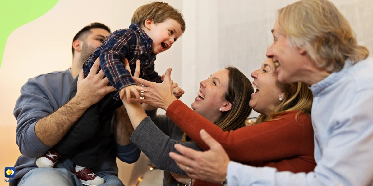 An adopted child happy among family members