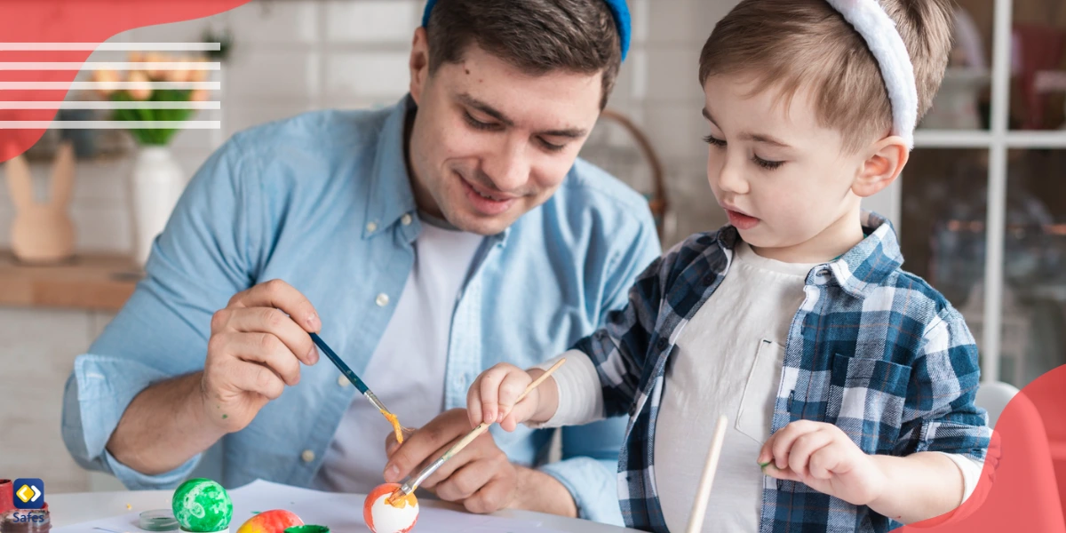 Father drawing with his son