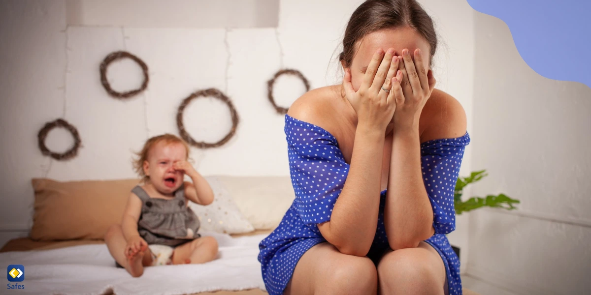 Mother feeling depressed because she is feeling overwhelmed with her parenting duties