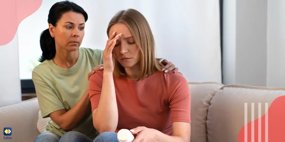 a mother trying to cheer up her daughter suffering from teenage tantrums by hugging and listening to her