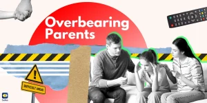 A collage depicting the theme of overbearing parent, featuring a variety of images such as [Key Images].