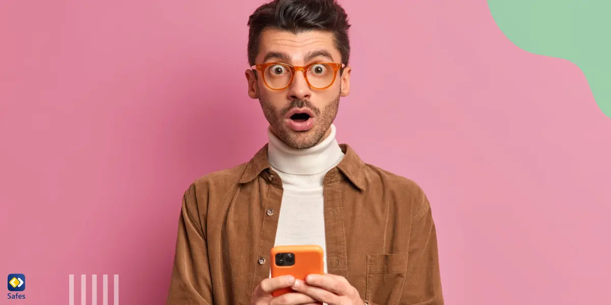 A surprised father encountering an inappropriate TikTok account on his child’s phone.