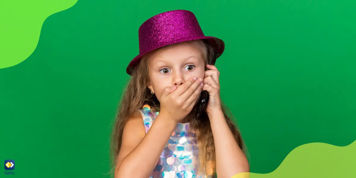 a young girl talking to a stranger on the phone and getting shocked by what she hears