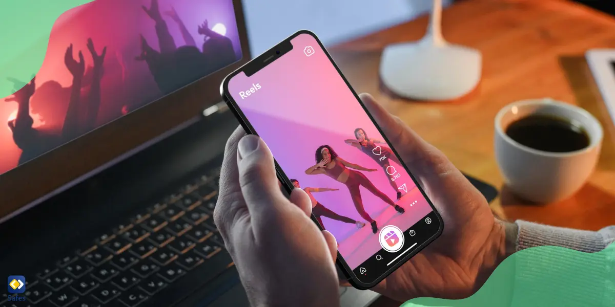 a hand holding a phone, showing that the person is watching a dance video on TikTok