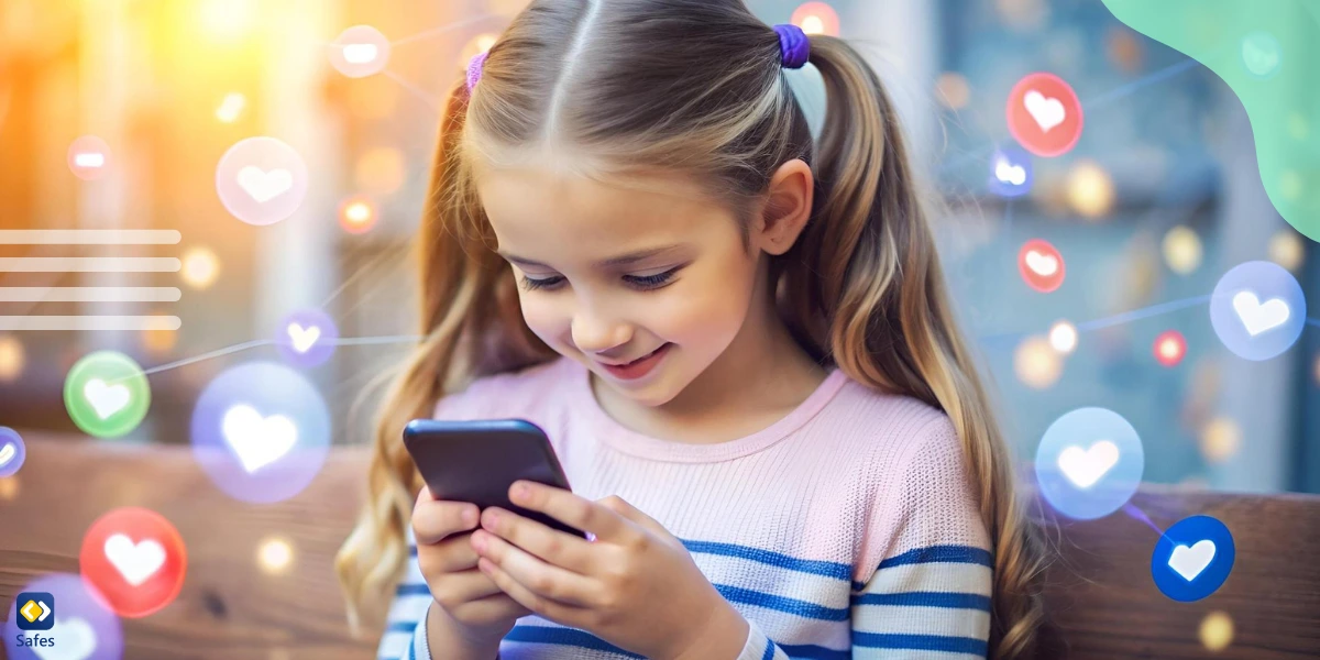 a young girl using Facebook on her phone