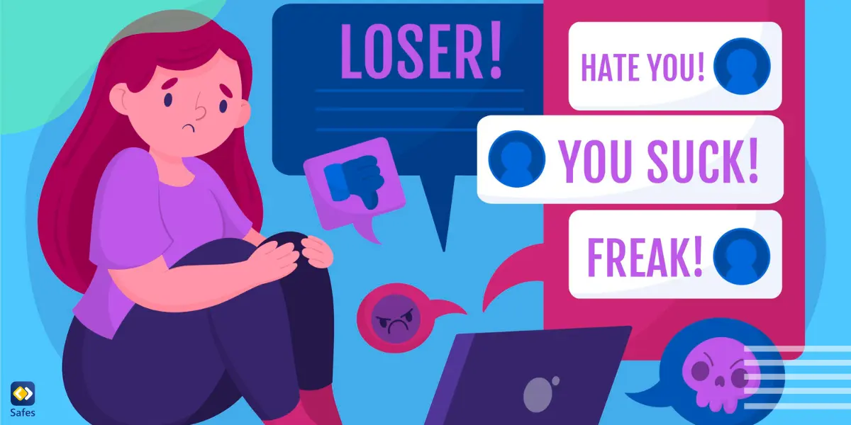 a girl being cyberbullied and receiving hateful comments