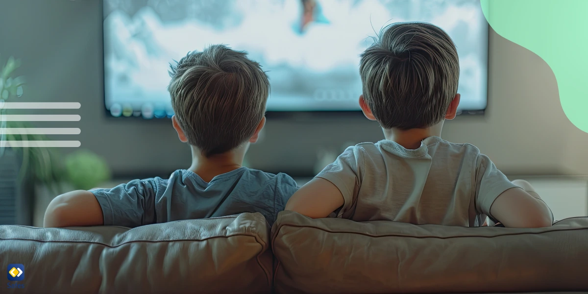 Zwei Kinder schauen Streaming-TV über die Plex-Plattform mit Kindersicherung