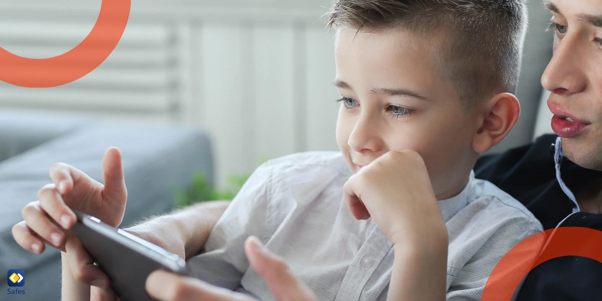 Father checking his son’s phone to detect malicious apps