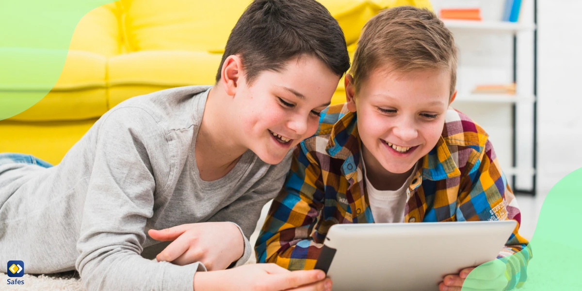 Children using tablet together