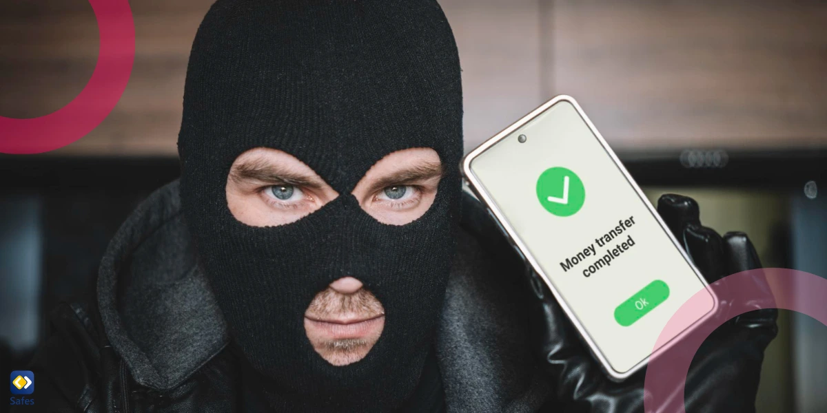 ein Hacker hat sich mit einem Smartphone in die Online-Banking-Anwendung einer Person eingeloggt und daraus Geld gestohlen.