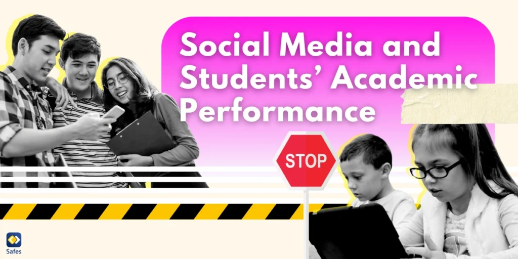 Graphic concept of the effects of social media on school performance