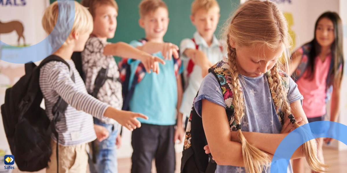 a girl is being bullied at school by her classmates, who are laughing and pointing at her